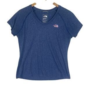 The North Face Women’s Reaxion V-Neck T-Shirt Heathered Blue Size Large